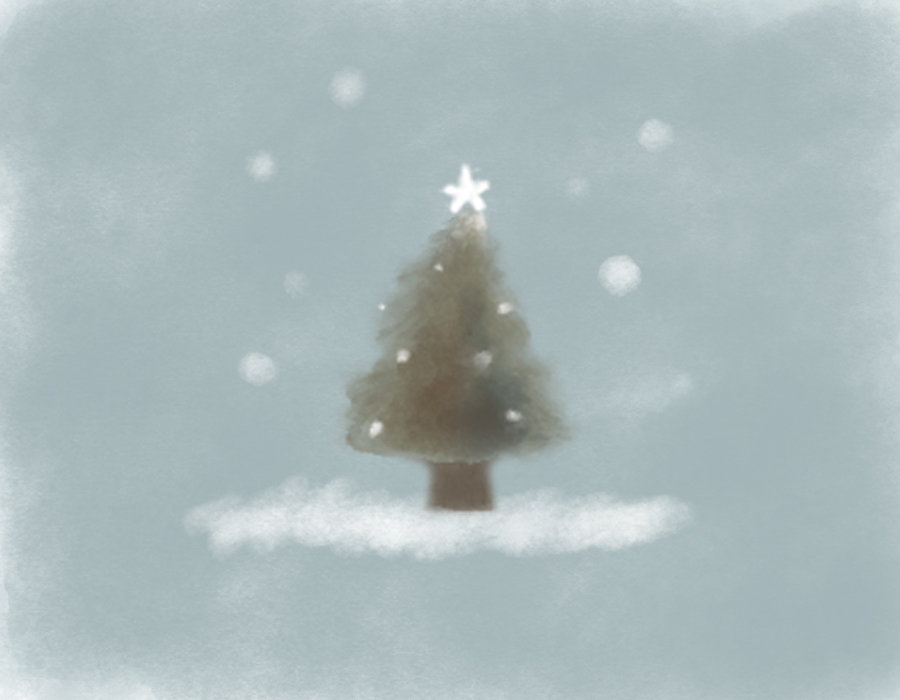 クリスマスツリーと雪のイラスト